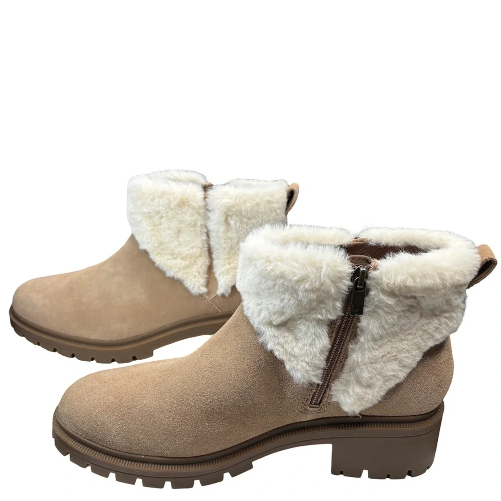 Koolaburra by UGG Tan Berria Fuzz Ankle Boots Size 10 Like New